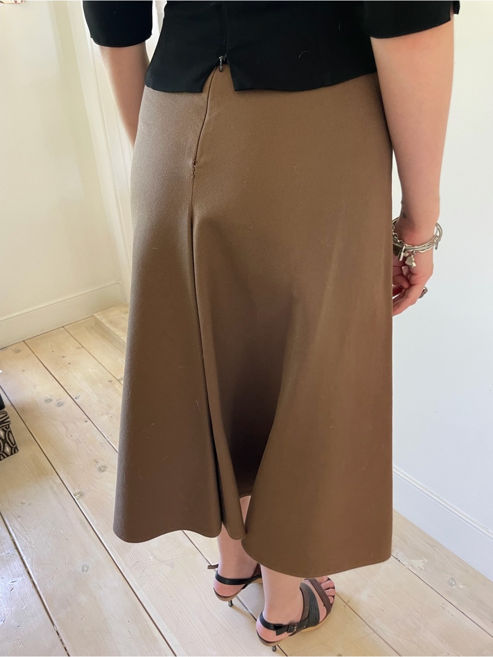 MARNI structured cotton Brown Midi A-Line Skirt - Picture 4 of 6